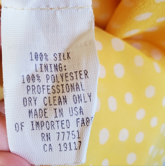 *RARE* Vintage 90's Betsey Johnson Yellow Silk Polka Dot Belted Ruffle Dress - Picture 8 of 8